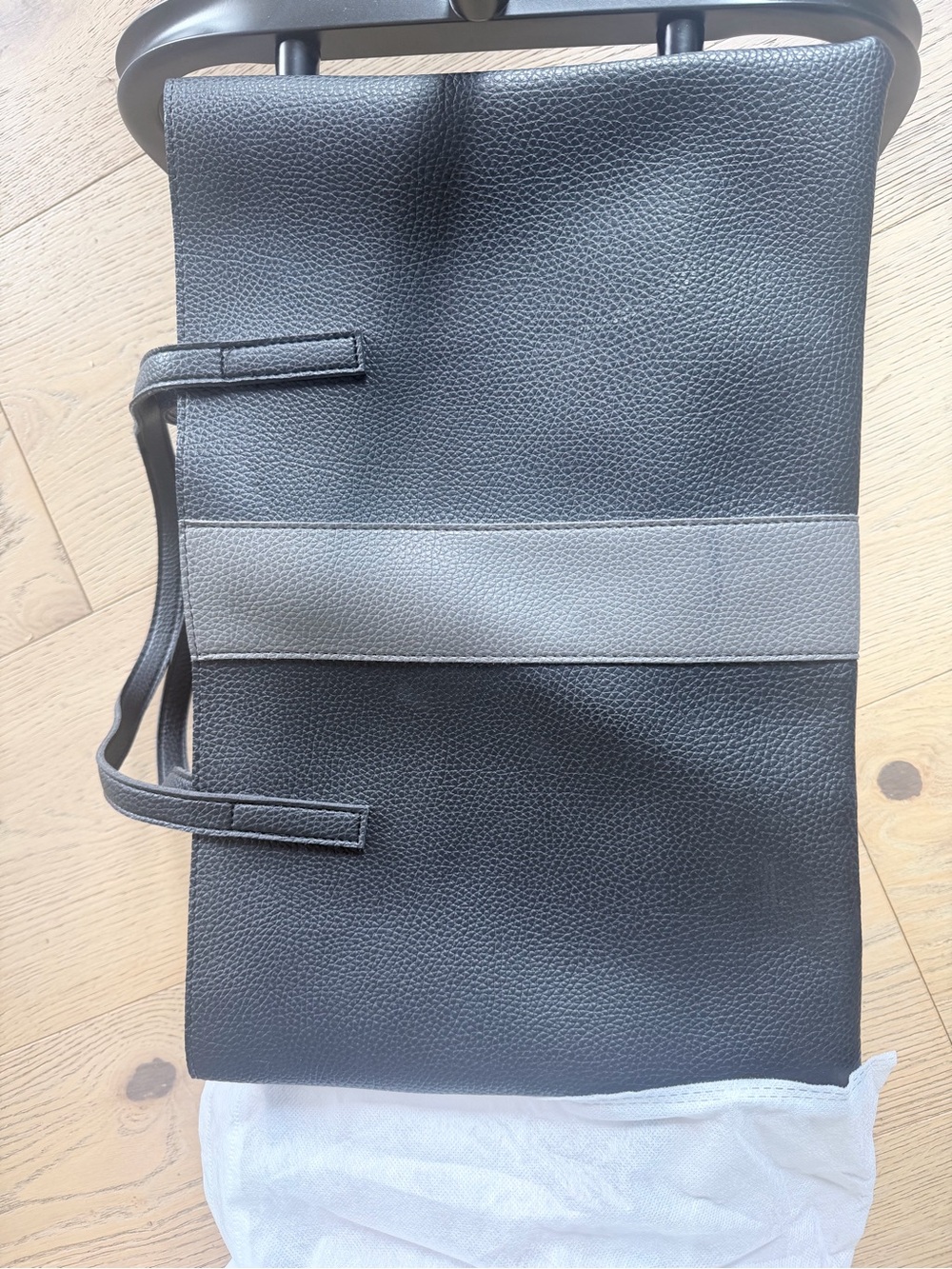 Vince Camuto Black and Gray Leather Shoulder Tote